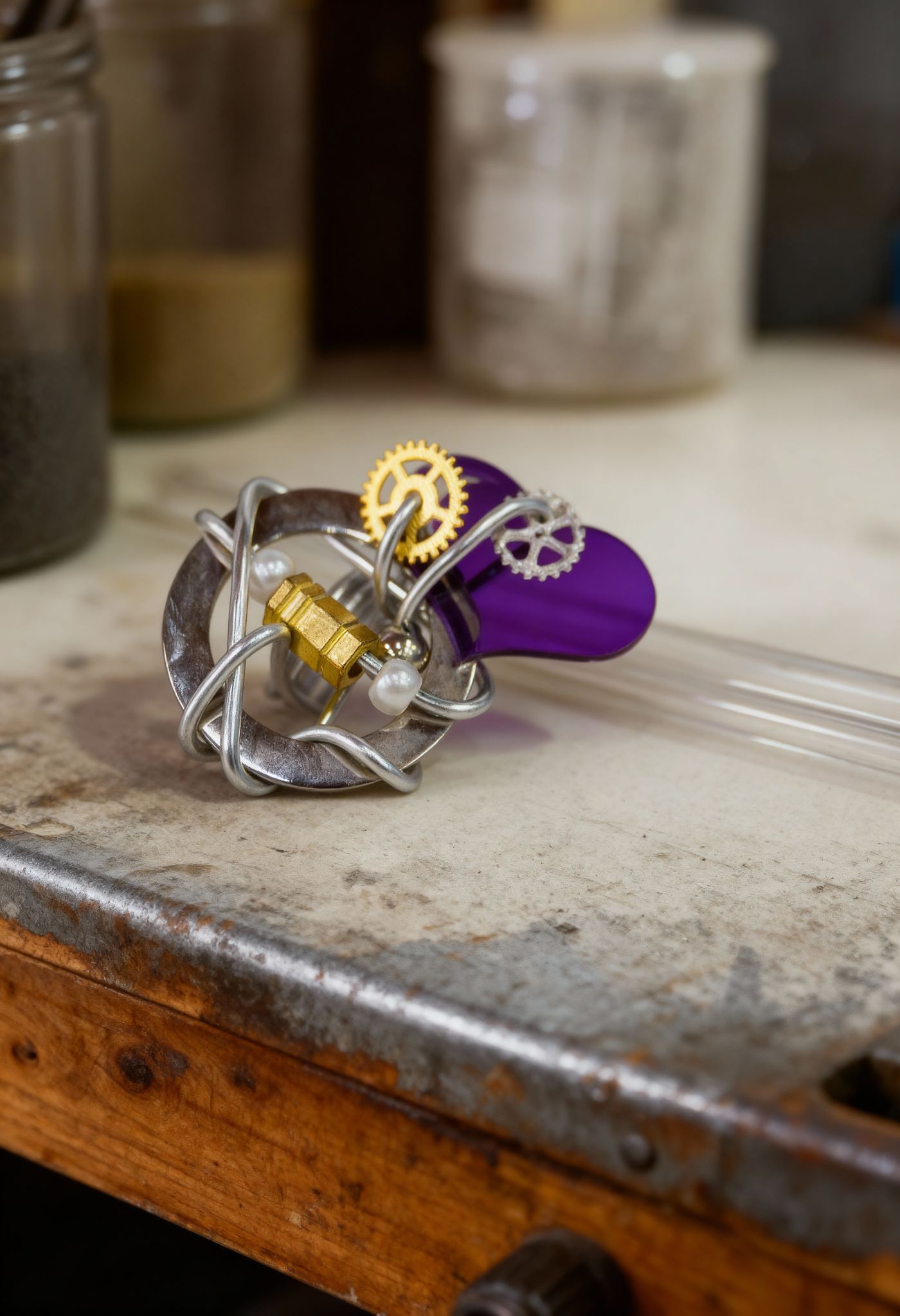 Alma Violeta — anillo escultórico Vórtice